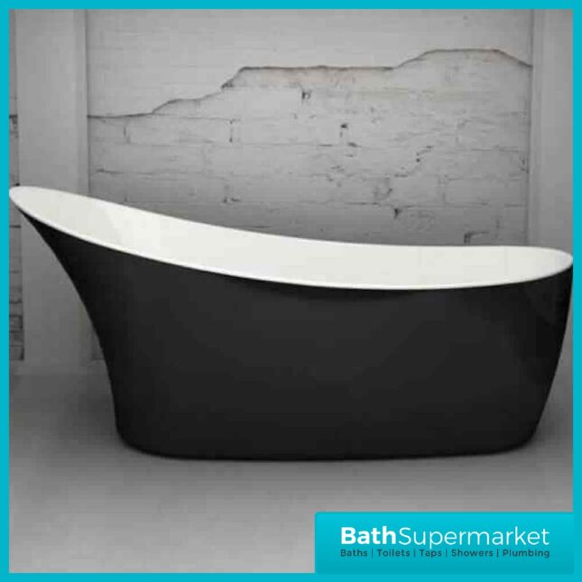 Charlotte Edwards Portobello Matt Black Freestanding Slipper Bath 1700 x 730mm - Image 4
