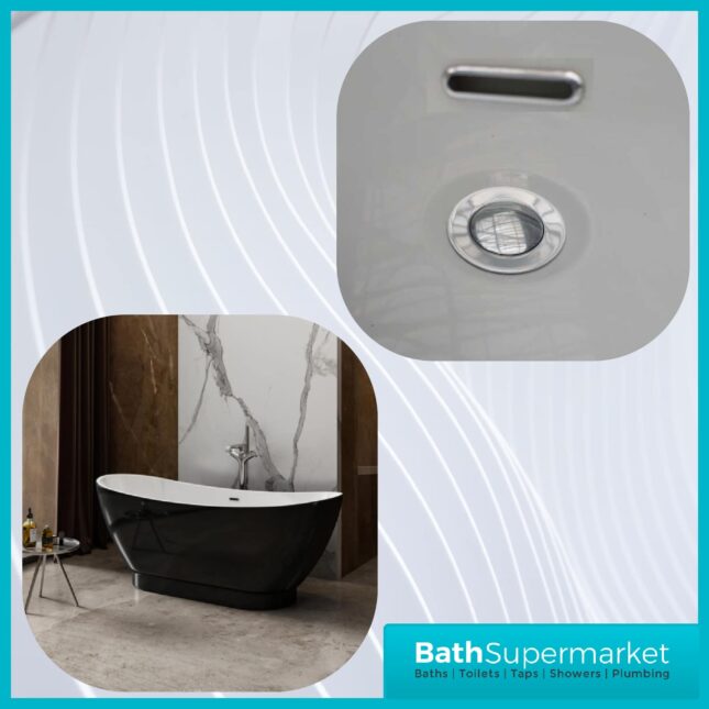 Charlotte Edwards Richmond Modern Gloss Black Freestanding Bath 1760 x 680mm - Image 11