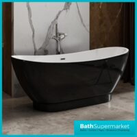 Charlotte Edwards Richmond Modern Gloss Black Freestanding Bath 1760 x 680mm - Image 6