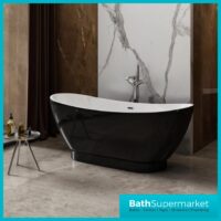Charlotte Edwards Richmond Modern Gloss Black Freestanding Bath 1760 x 680mm - Image 7