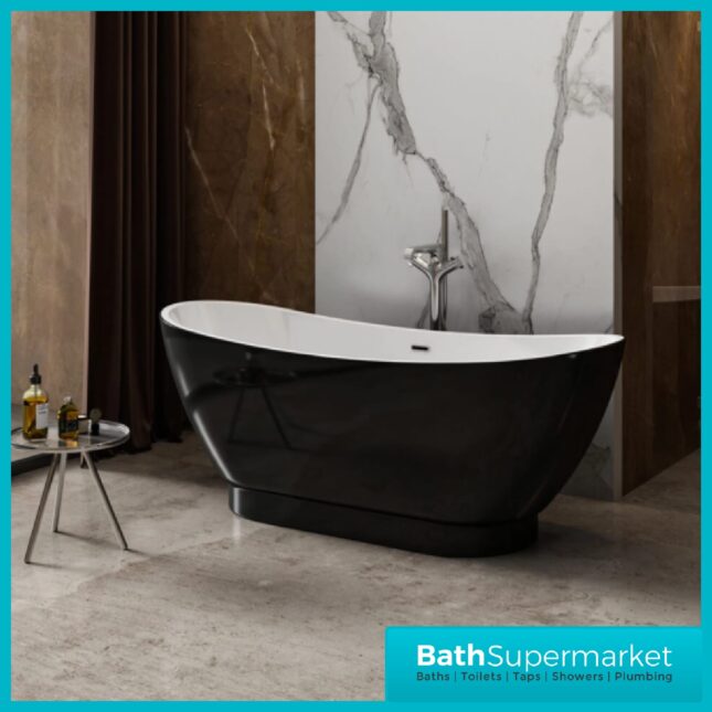 Charlotte Edwards Richmond Modern Gloss Black Freestanding Bath 1760 x 680mm - Image 7