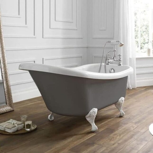 Dove Grey 1500mm x 750mm Eldwick Roll Top Slipper Bath-Feet Choice