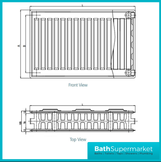 Kartell Type 22 Compact Double Convector Radiator 600mm Height - Various Widths