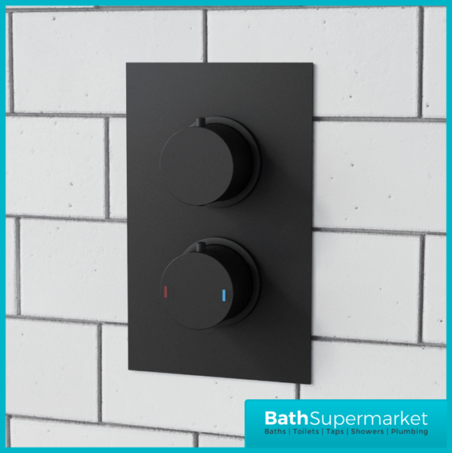 Nero Round Matt Black Concealed Thermostatic Shower Valve-2 Way
