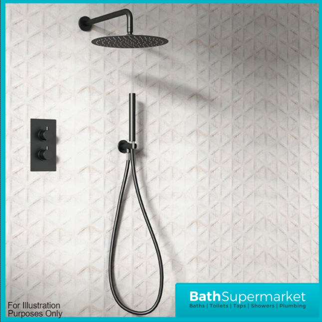 Nero Round Matt Black Concealed Thermostatic Shower Valve-2 Way