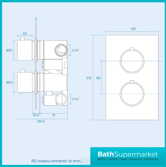 Nero Round Matt Black Concealed Thermostatic Shower Valve-2 Way