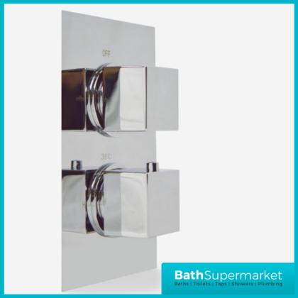 Chrome Square Pure Concealed Thermostatic Shower Valve- 2 Way .