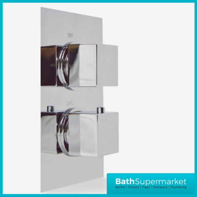 Chrome Square Pure Concealed Thermostatic Shower Valve- 2 Way .