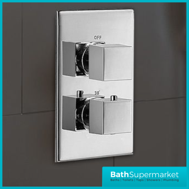 Chrome Square Pure Concealed Thermostatic Shower Valve- 2 Way .