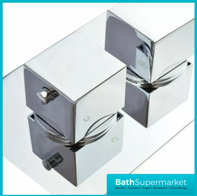 Square Chrome Concealed Thermostatic Shower Valve 1 Way