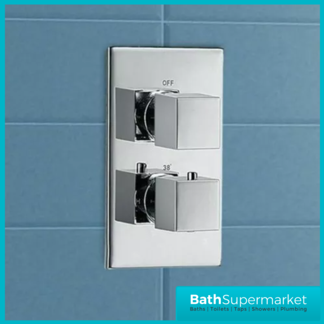 Square Chrome Concealed Thermostatic Shower Valve 1 Way - Image 3