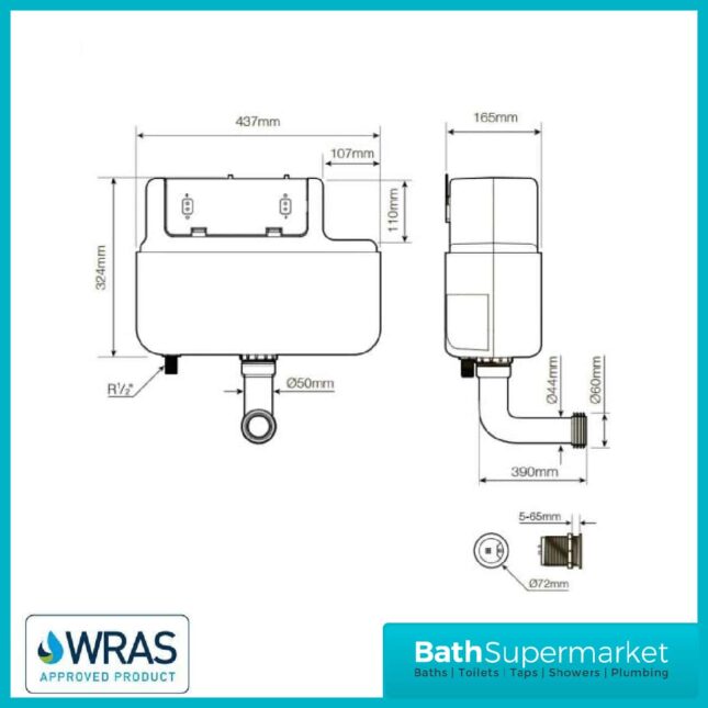 Tavistock Comfort Height Concealed Cistern - TR9008 - Image 2