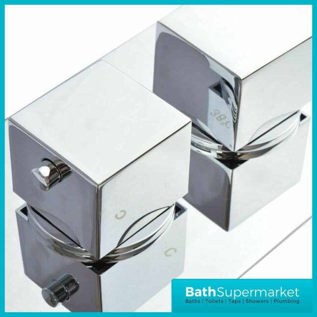 Chrome Square Pure Concealed Thermostatic Shower Valve- 2 Way .