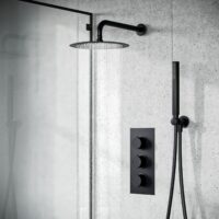 Matt Black Round Shower With Built In Outlet - Image 2