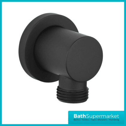 Round Matt Black Shower Outlet Elbow