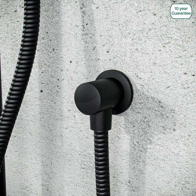 Round Matt Black Shower Outlet Elbow for Concealed Showers - Image 2