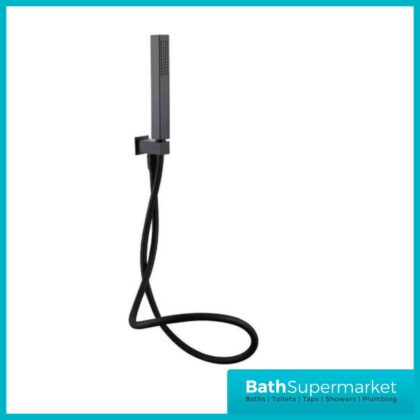 Square Matt Black Outlet Elbow with Parking Bracket, Flex & Handset
