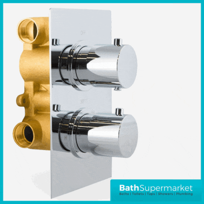 Chrome Plan Round Concealed Thermostatic Shower Valve – 2 Way