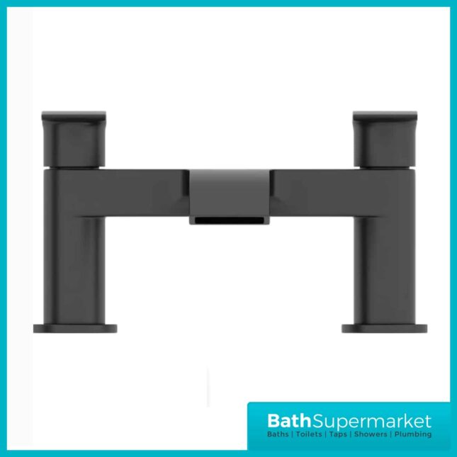 Sognare Belini Round Matt Black Deck Mounted Bath Filler Tap - Image 4