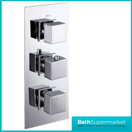 Pure Triple 3 Dials Concealed Thermostatic Shower Valve Chrome-3 Way