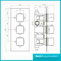 Pure Triple 3 Dials Concealed Thermostatic Shower Valve Chrome-3 Way