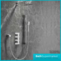 Pure Square Triple Concealed Thermostatic Shower Valve Chrome- 2 Way