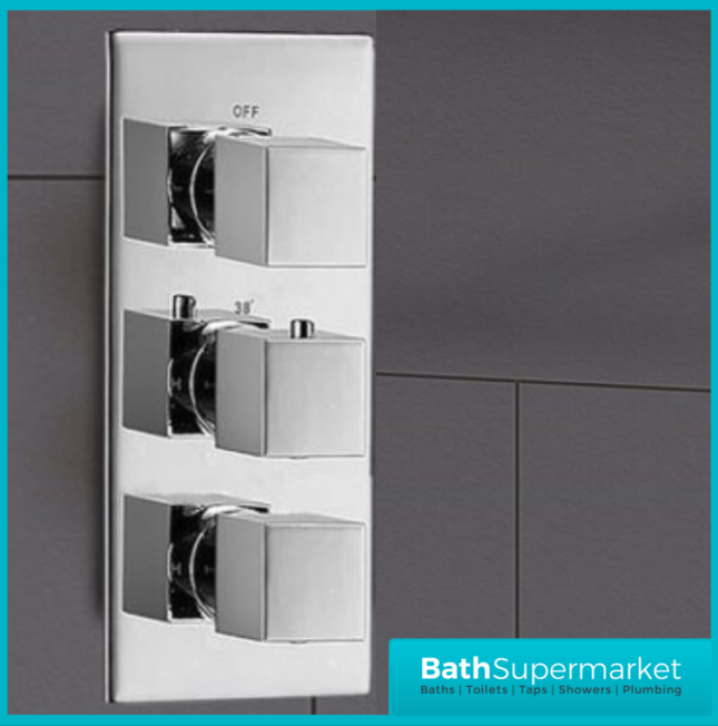 Pure Triple 3 Dials Concealed Thermostatic Shower Valve Chrome-3 Way