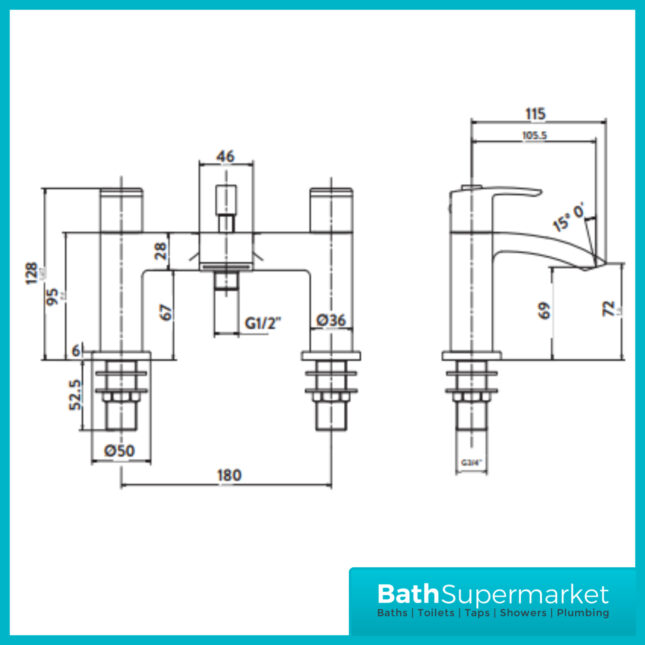 Descent Matt Black Bath Shower Mixer
