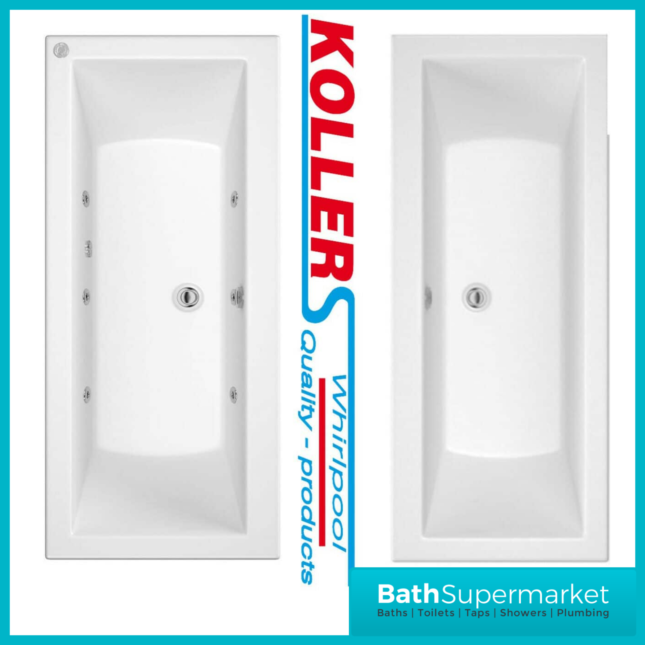 Koller Toreno Square Double Ended Whirlpool Spa Bath 6-8-11 Jets 1700mm x 700mm