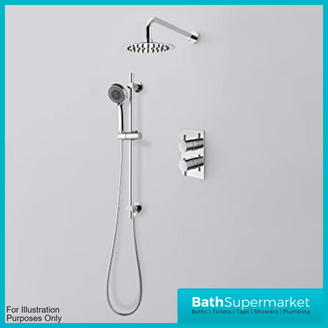 Chrome Plan Round Concealed Thermostatic Shower Valve - 2 Way