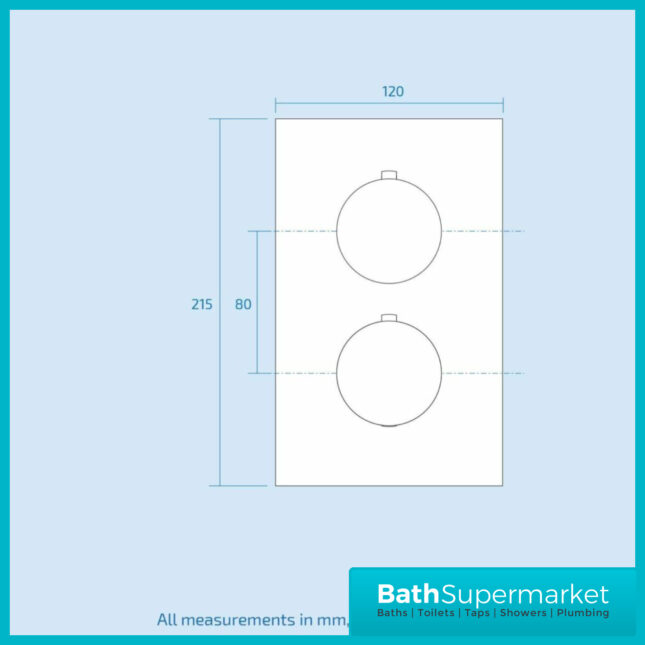 Chrome Plan Round Concealed Thermostatic Shower Valve - 2 Way