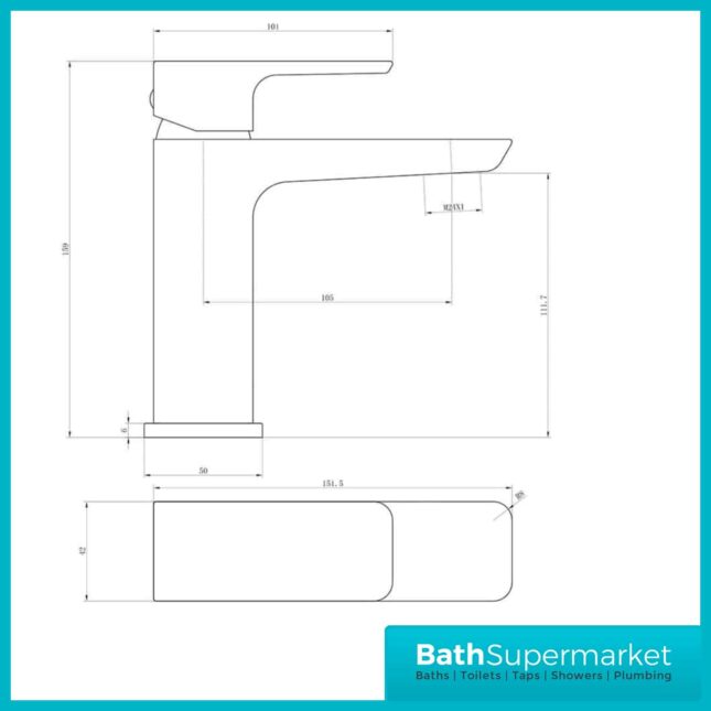 Muro Matt Black Mono Basin Tap Mixer- Clicker Waste