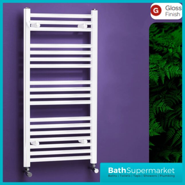 K-VIT White Straight Heated Towel Rail 300mm Wide-Various Height