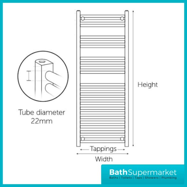 K-VIT White Straight Heated Towel Rail 300mm Wide-Various Height