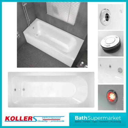 Koller Sydney Round Single Ended Whirlpool Jet Spa Bath 1700mm x 700mm With Light Option