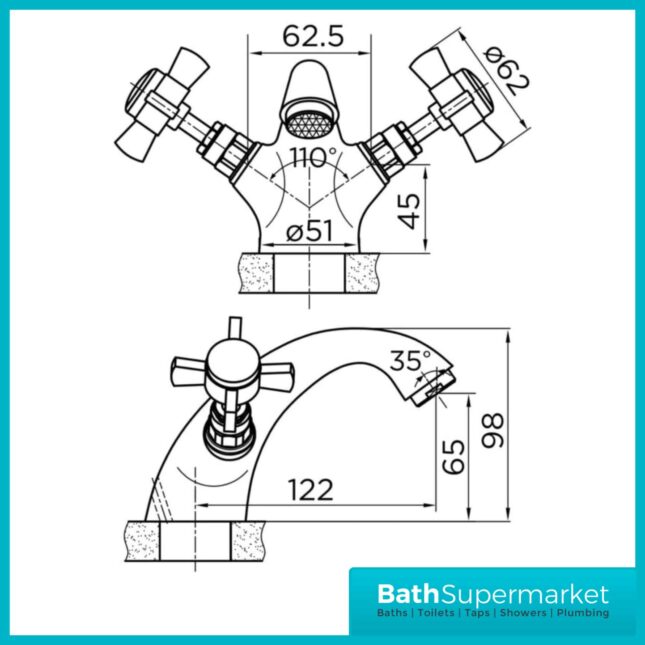 Niagara Bayswater Mono Basin Mixer Tap With Click Clack Waste