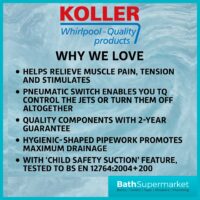 Koller Sydney Round Single Ended Whirlpool Jet Spa Bath 1700mm x 700mm With Light Option