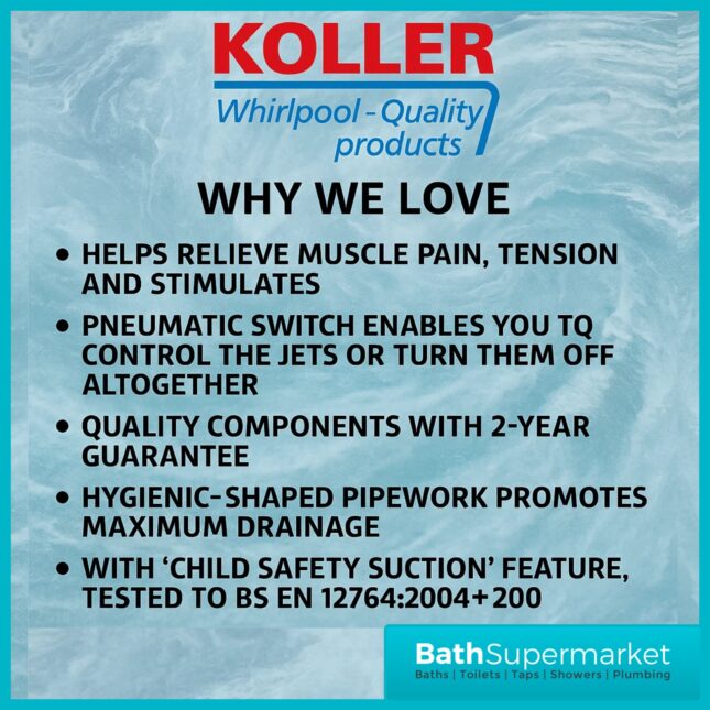 Koller Sydney Round Single Ended Whirlpool Jet Spa Bath 1700mm x 700mm With Light Option