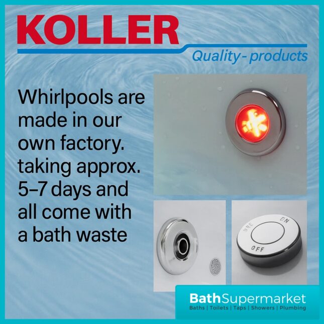 Koller Sydney Round Single Ended Whirlpool Jet Spa Bath 1700mm x 700mm With Light Option