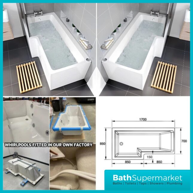 Koller Sydney Round Single Ended Whirlpool Jet Spa Bath 1700mm x 700mm With Light Option