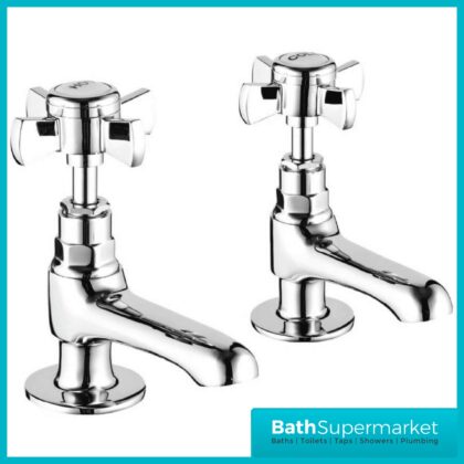 Niagara Bayswater Chrome Pair of Bath Pillar Taps-9134