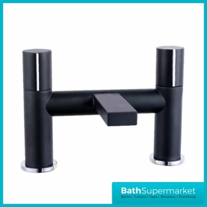 Divock Matt Black Square Twin Lever Bath Filler Tap