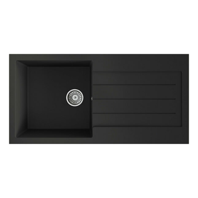 Ellsi Comite Single Bowl Inset 1000 x 500 Matt Black Kitchen Sink - Image 2