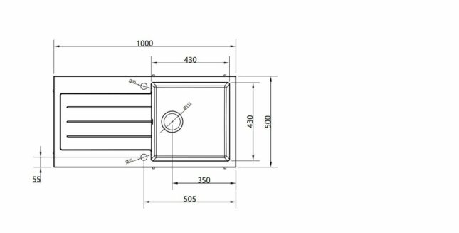 Ellsi Comite Single Bowl Inset 1000 x 500 Matt Black Kitchen Sink - Image 4
