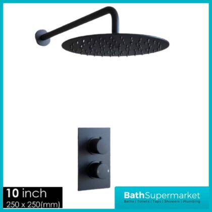 Mono Black Round Shower Concealed Valve Package + Wall Mounted Head