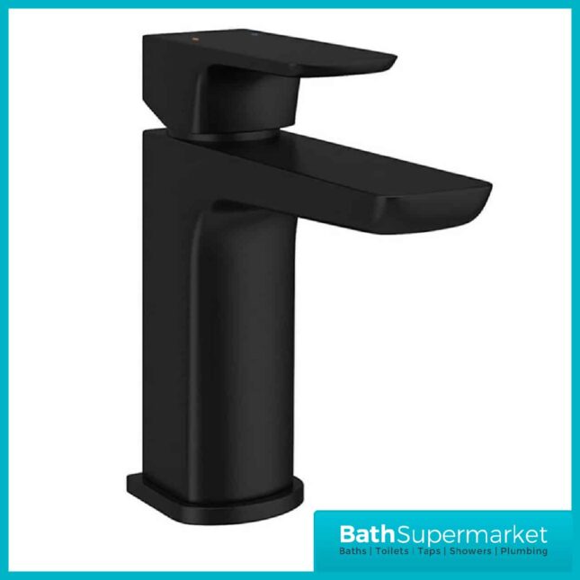 Sognare Muro Matt Black Mono Basin Tap Mixer & Clicker Waste BLACK241ORB - Image 2
