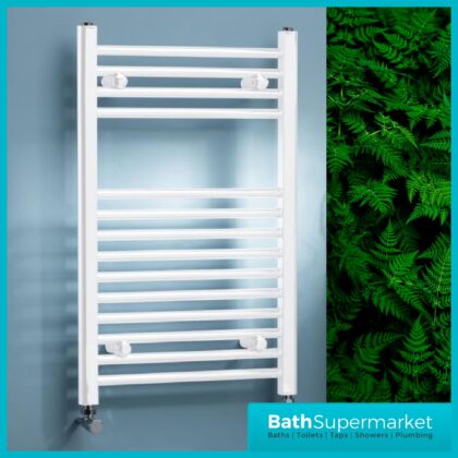 K-VIT White Straight Heated Towel Rail 300mm Wide-Various Heights