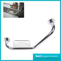Angled Grab Bar With Soap Dish – 470MM-Chrome-GB67