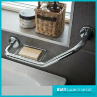 Angled Grab Bar With Soap Dish - 470MM-Chrome-GB67 - Image 2