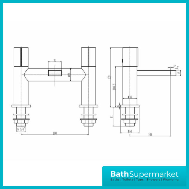 Dirock Matt Black Bath Shower Mixer